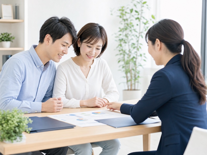 経営資料を見ながら相談するイメージ写真